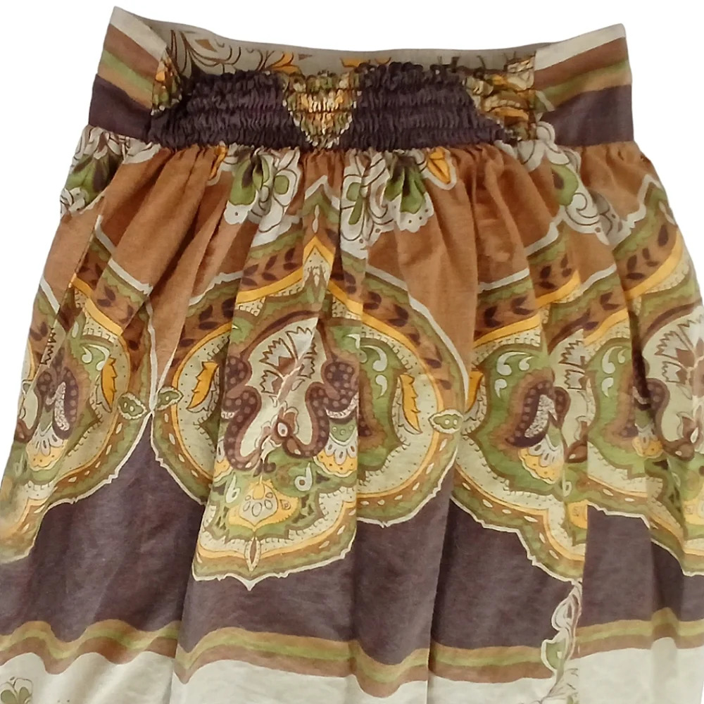 Vintage Lux Maxi Skirt w/ Earth Tone Print Size Small Boho Hippie Festival - Picture 4 of 7